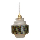 Vintage stained glass globe pendant light