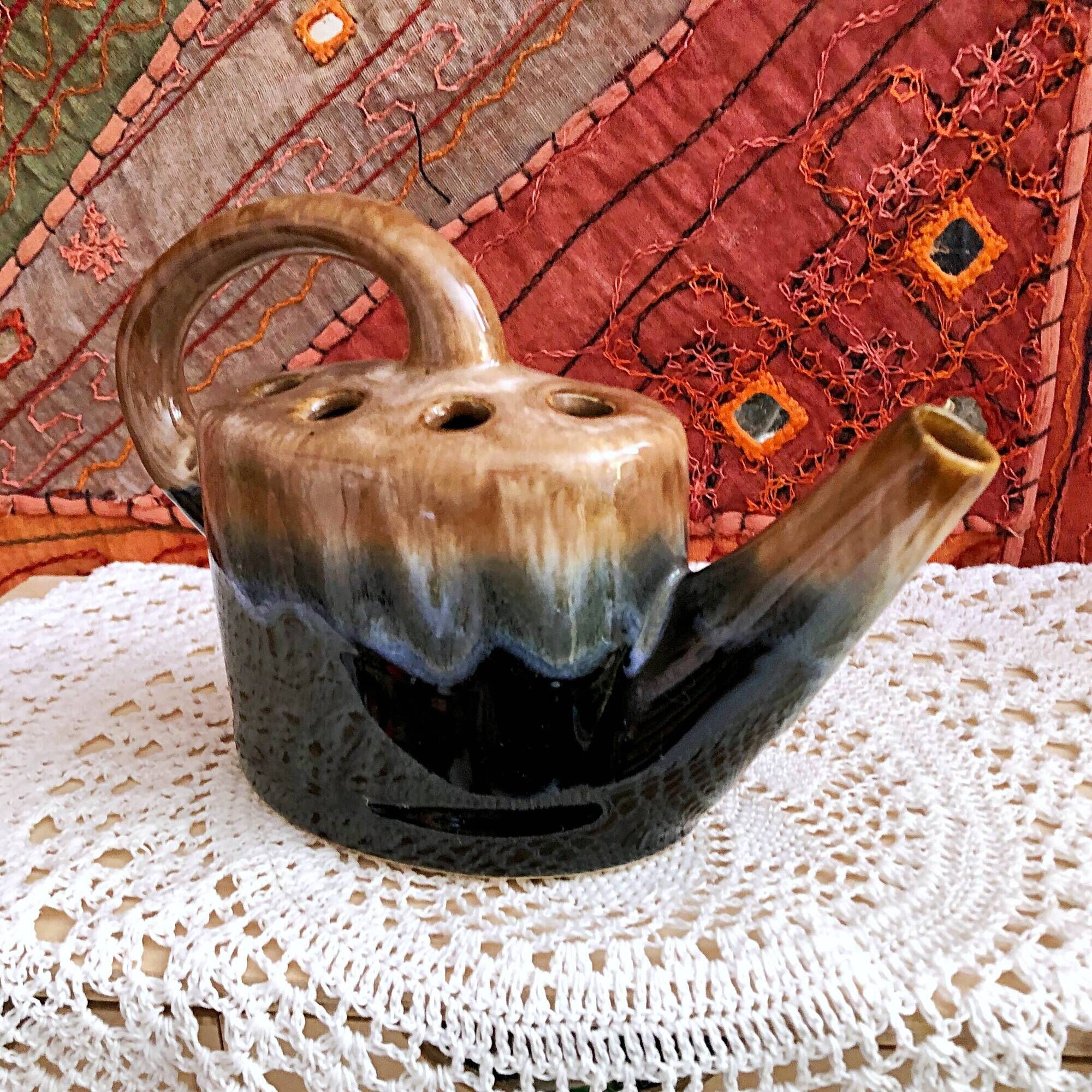Flower spike vase in the shape of a watering can style Vallauris France