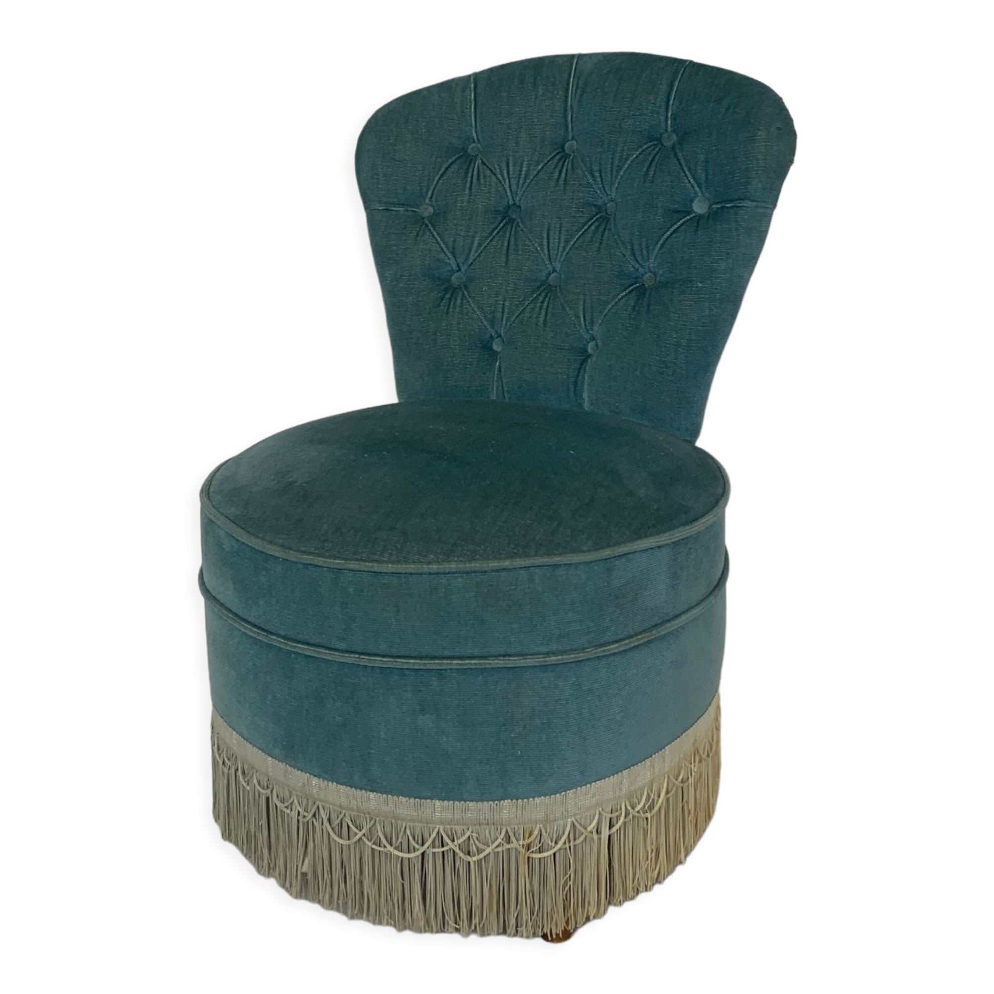 Blue velvet toad armchair