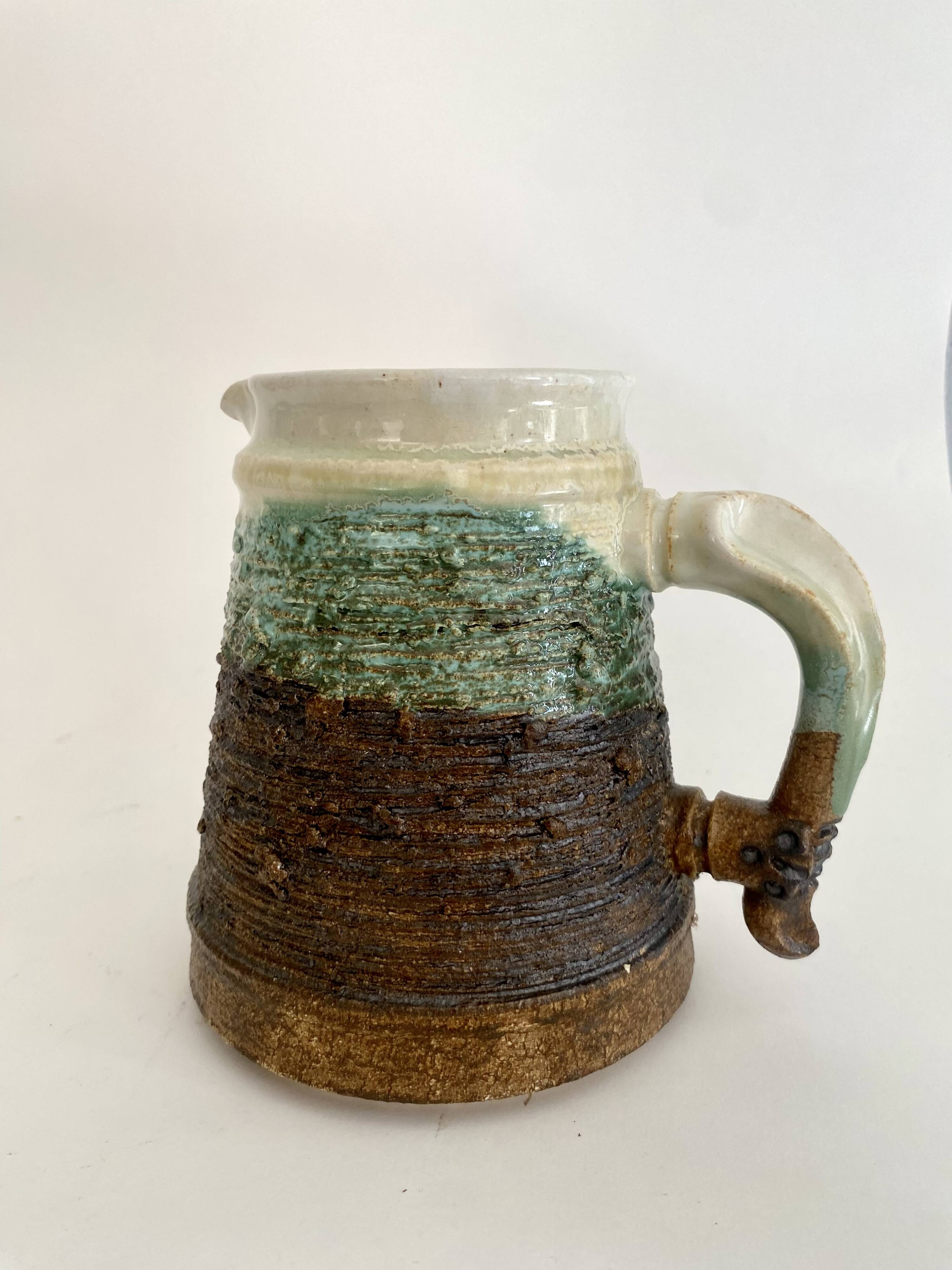 Glazed and scarified ceramic coffee pot, 1980s.
