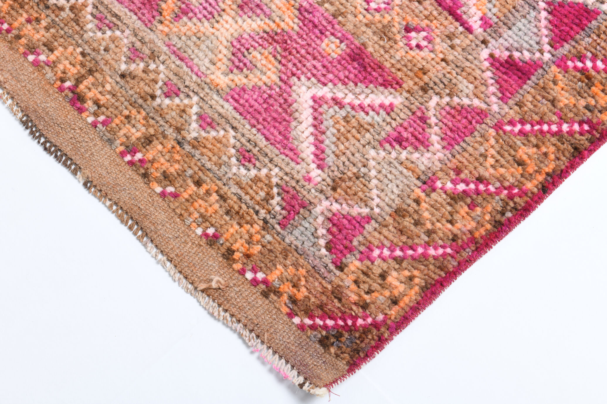 3x13 long hot pink vintage runner rug 399x81cm