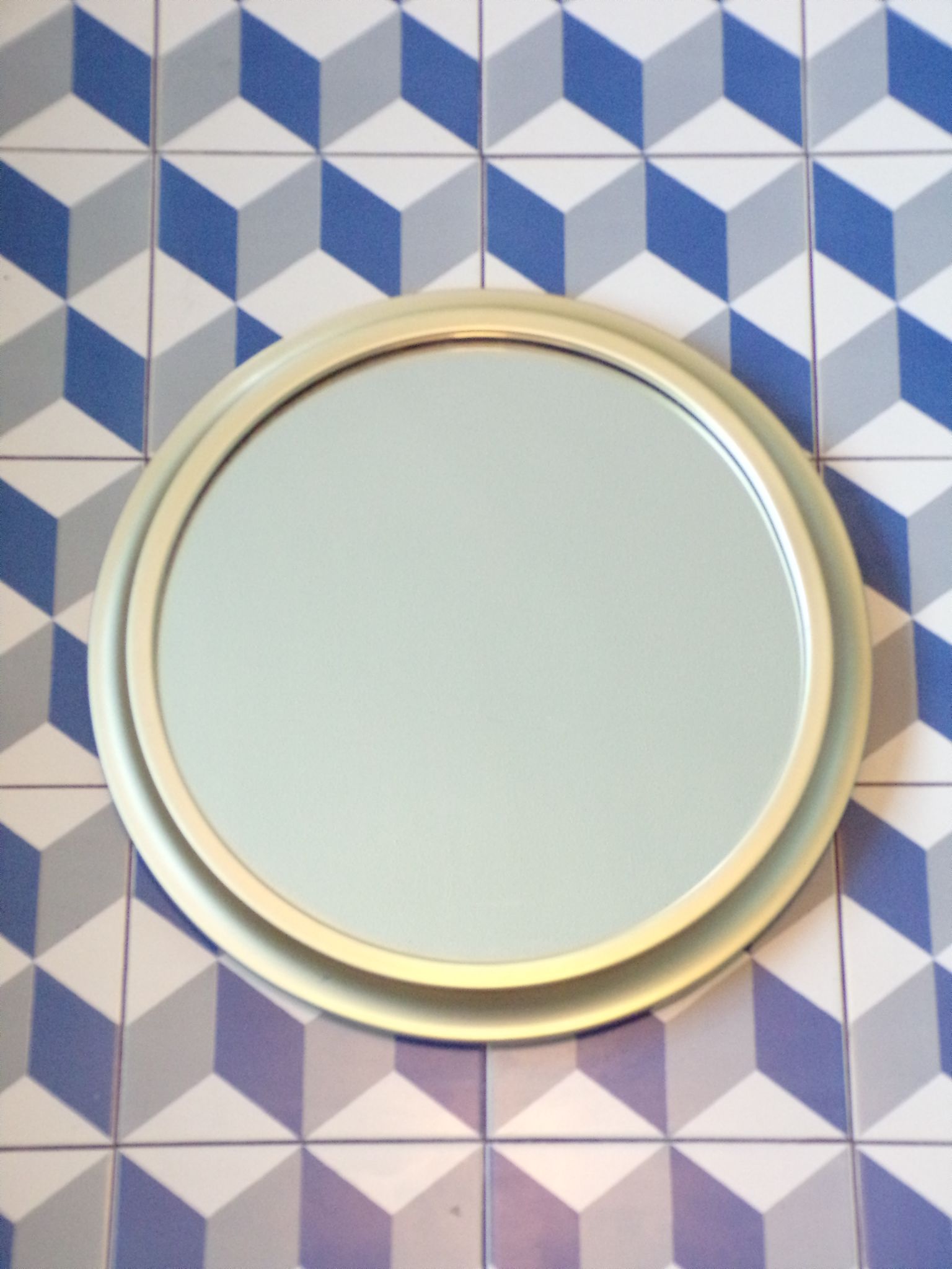 Vintage round mirror with gold metal frame 44 cm Ø