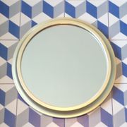 Vintage round mirror with gold metal frame 44 cm Ø