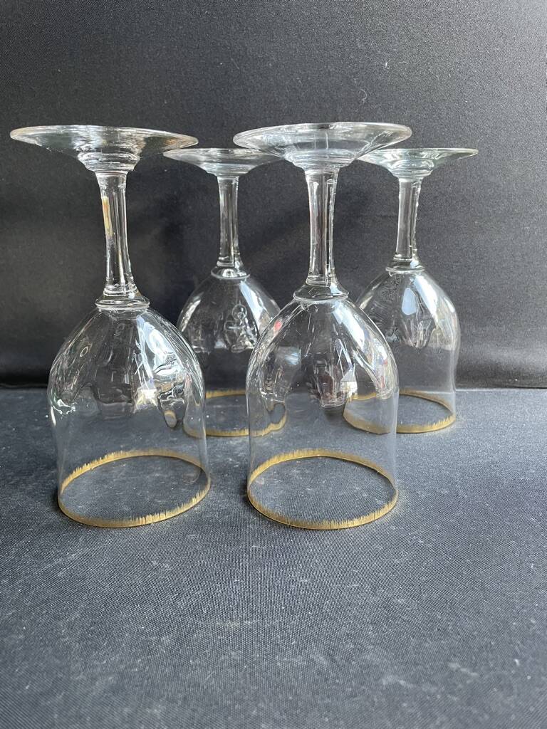 4 Daum water glasses with gold putoises