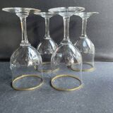4 Verres à eau Daum putoisés or