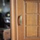 Vintage wooden wardrobe with sliding doors