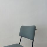 Set of 4 chairs from the 1950s in sky blue fabric