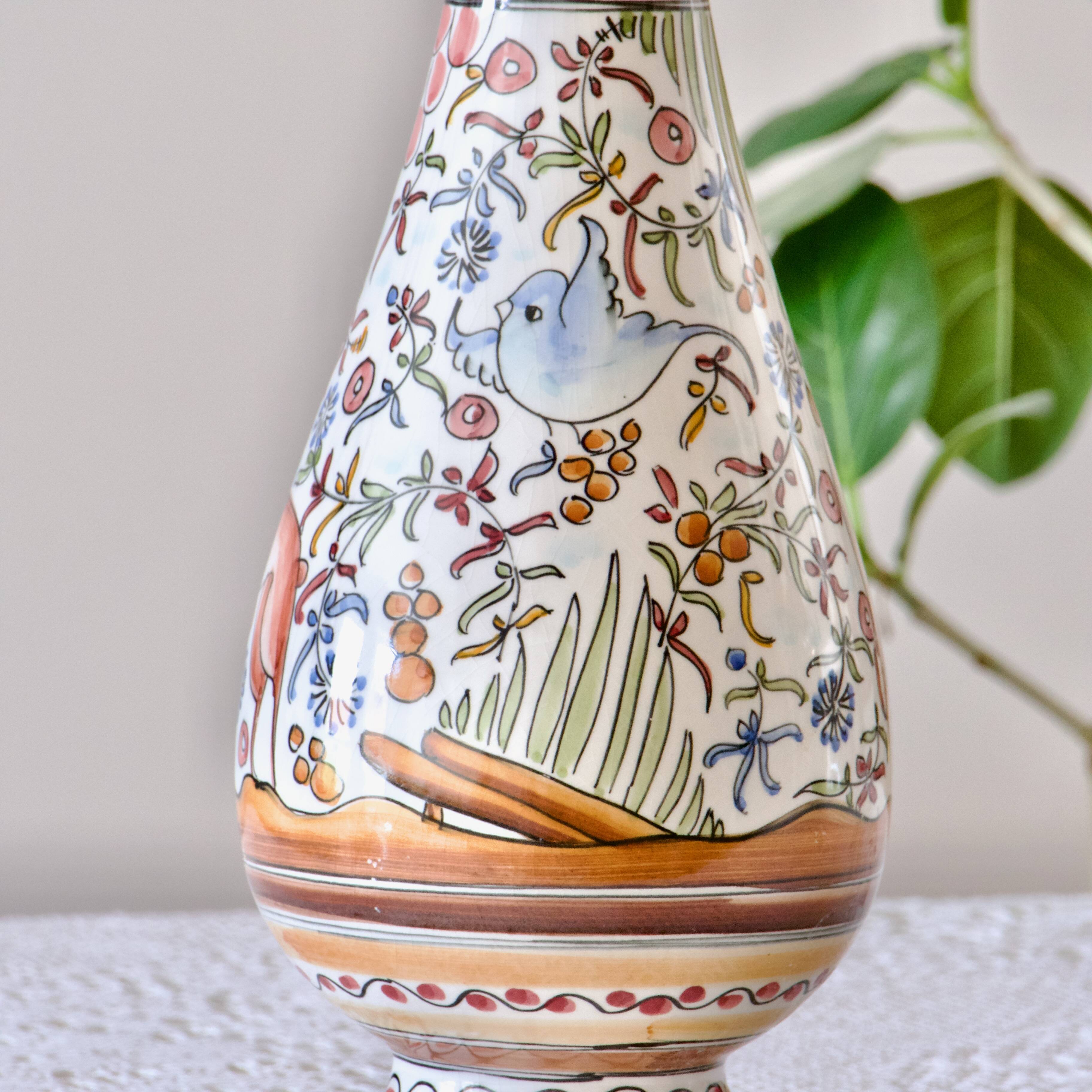 Large hand-painted artisanal vase from Coimbra