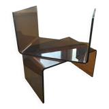 Matching pair of sofa foot stools in smoked perspex 1970