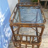 Bamboo serving trolley with wheels