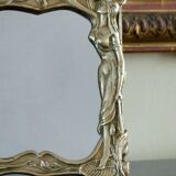 Table mirror Art Nouveau style in solid bronze 20x26cm