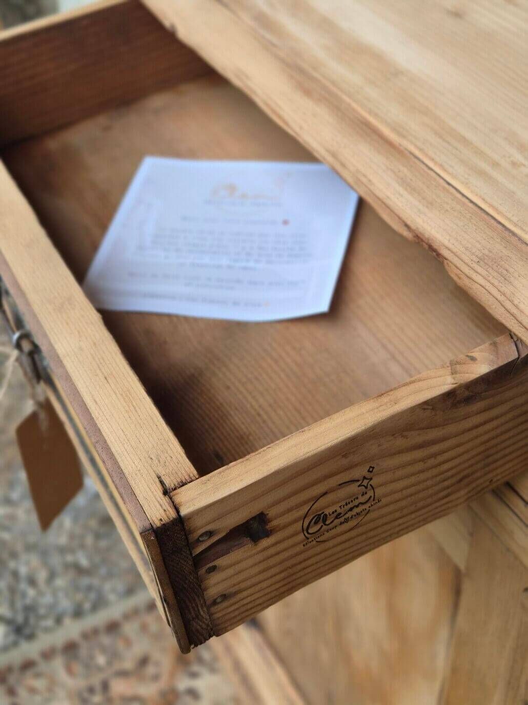 Buffet bas ancien XIXe siècle en bois massif rénové | Henry