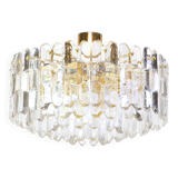 Superb brass and crystal glass light fixture Palazzo, Kalmar, Austria, 1970.