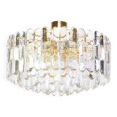 Superb brass and crystal glass light fixture Palazzo, Kalmar, Austria, 1970.