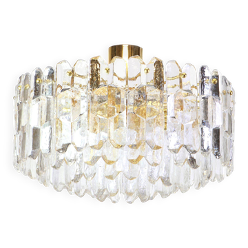 Superb brass and crystal glass light fixture Palazzo, Kalmar, Austria, 1970.