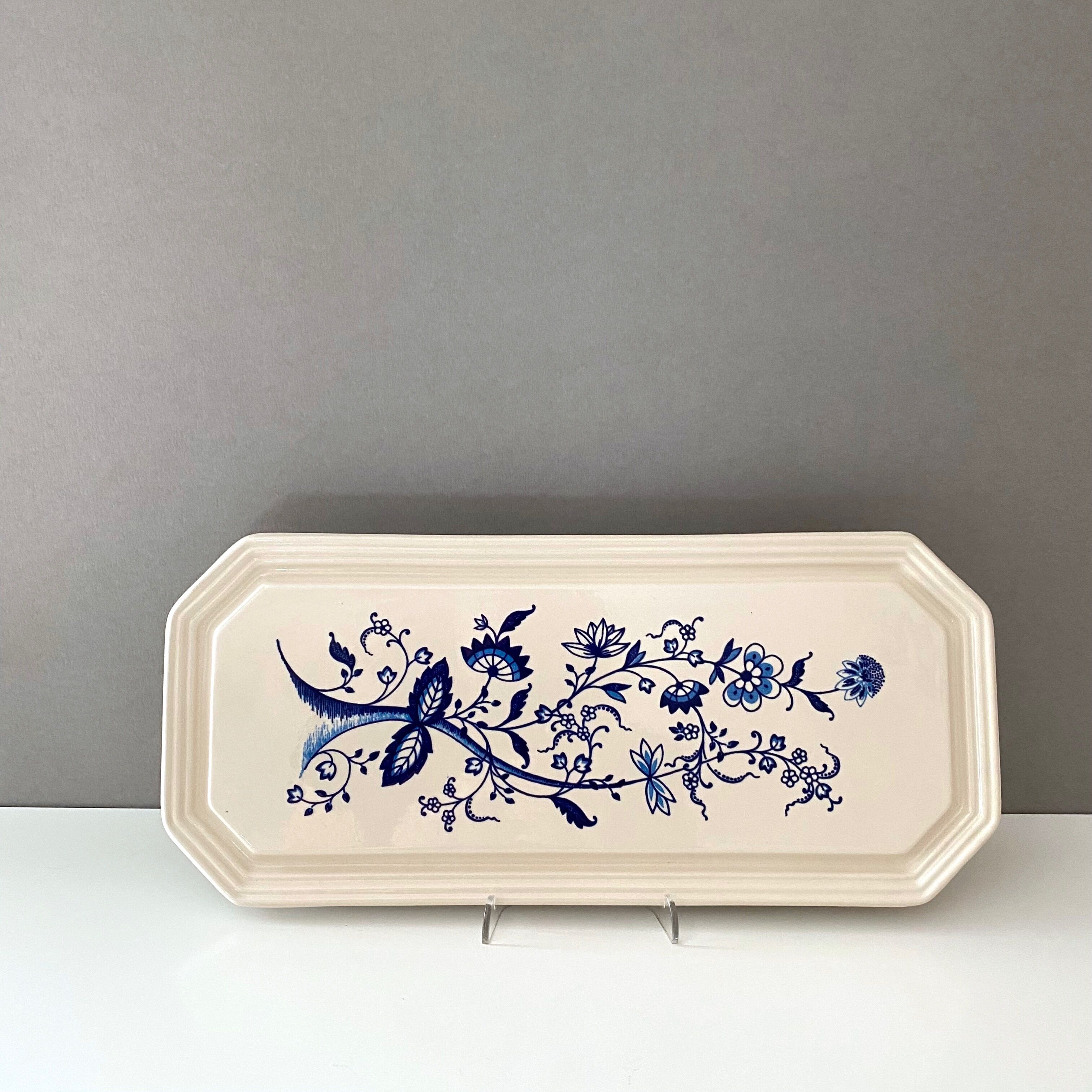 Vintage Cake Plate, Pie Plate, Serving Plate, Blue Beige, Ceramic Herbolzheim,