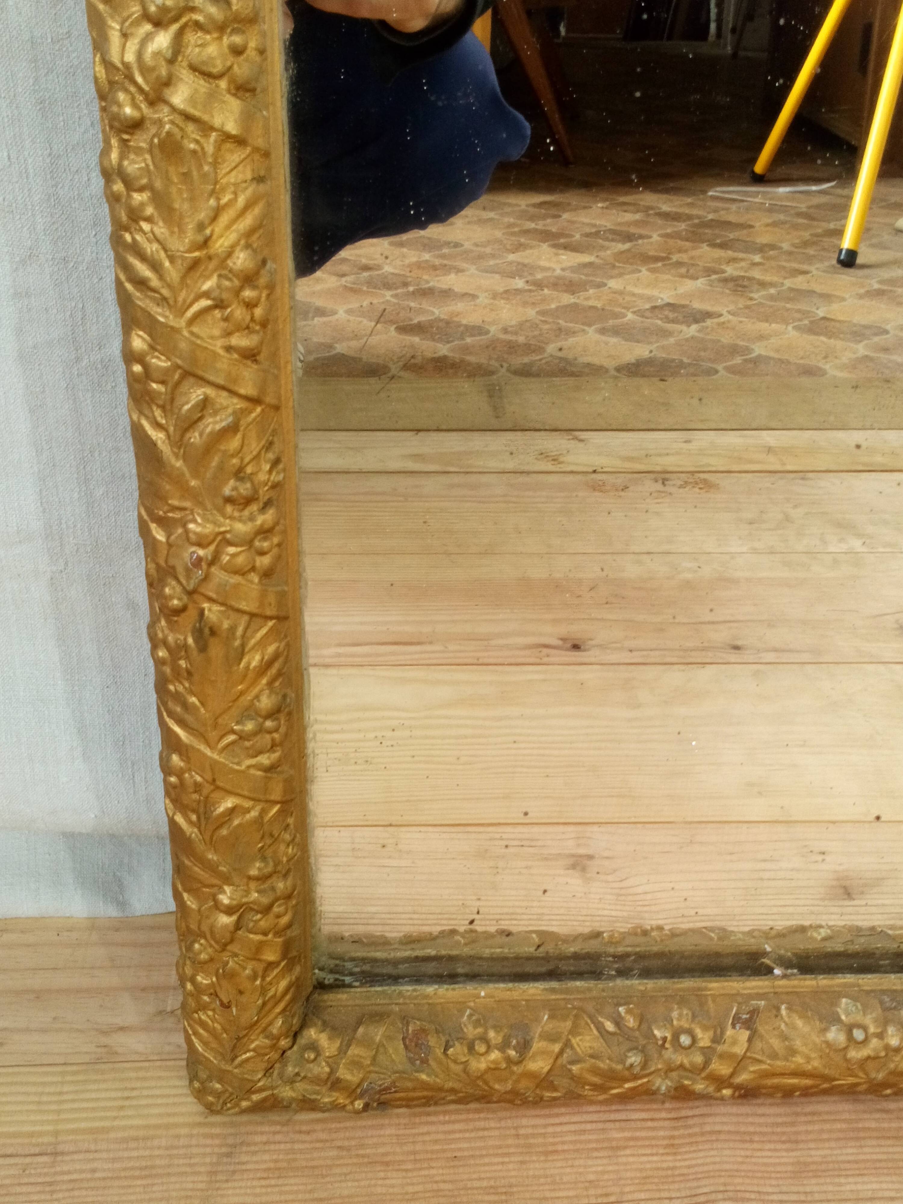 Large gold mirror Napoleon III style catering 76x130cm