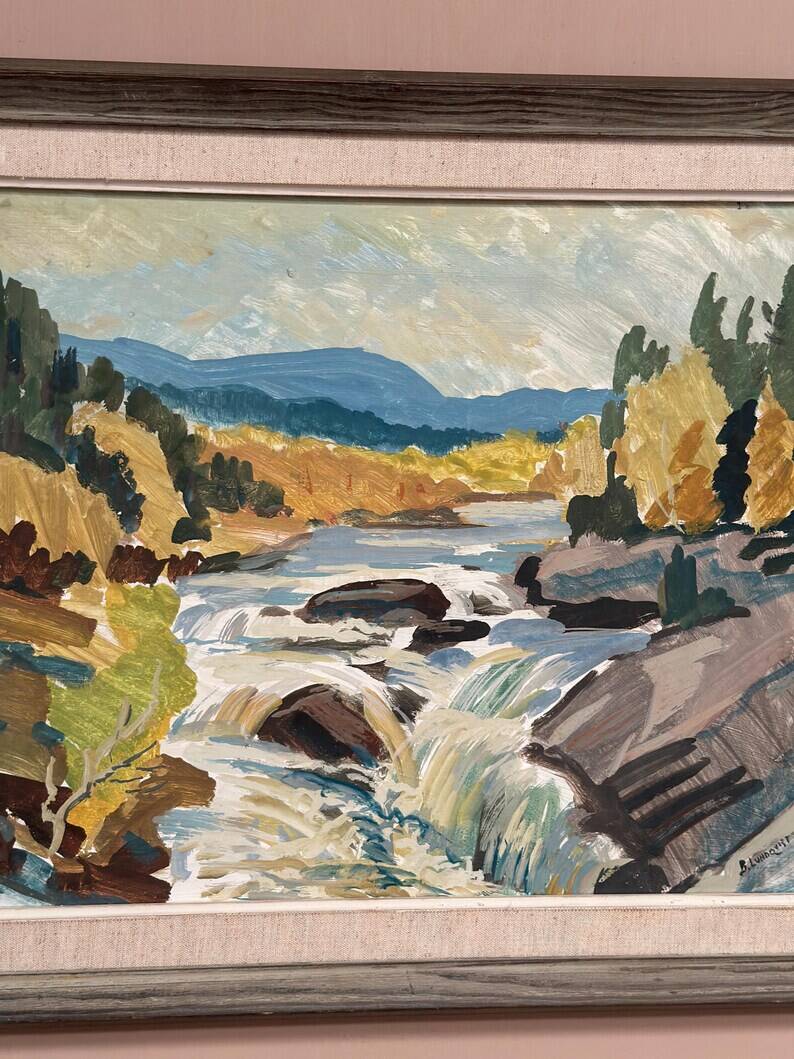 Original Swedish Oil on Panel – “Landscape With Water” by B. Lundqvist – Vintage & Framed – 56 × 48 cm (22" × 18.8")