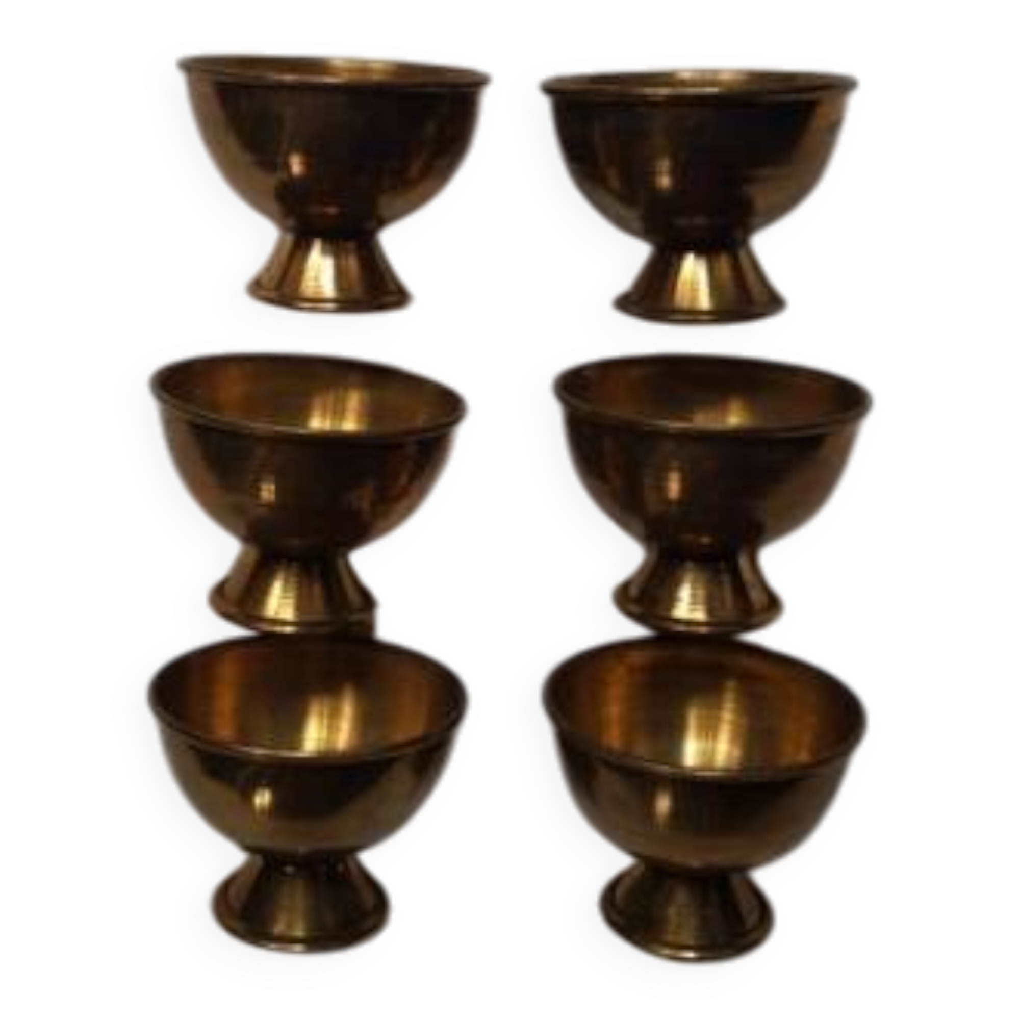 Set of 6 brass egg cups, bohemian country decor
