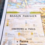 Carte scolaire 1940 "bassin parisien" 120x200 cm