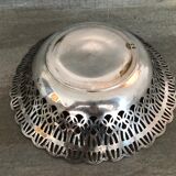 Round bread basket, silver metal