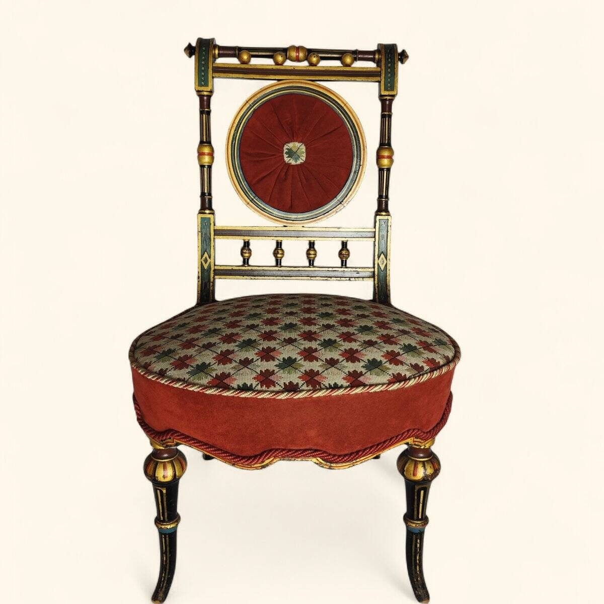 Blackened Wood Boudoir Chair - Napoleon III