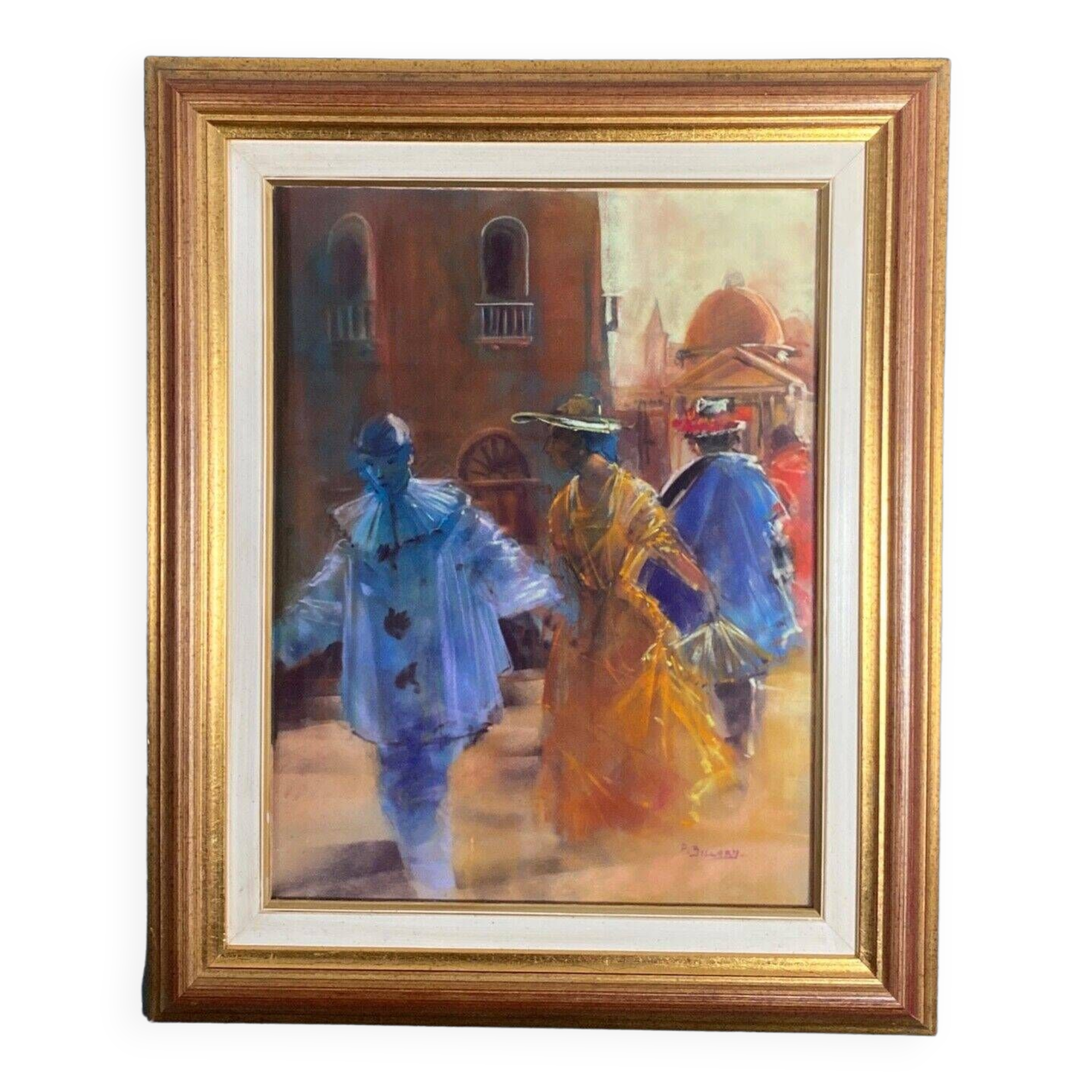 Watercolor on paper by Paul Billard 20th century Venice carnival