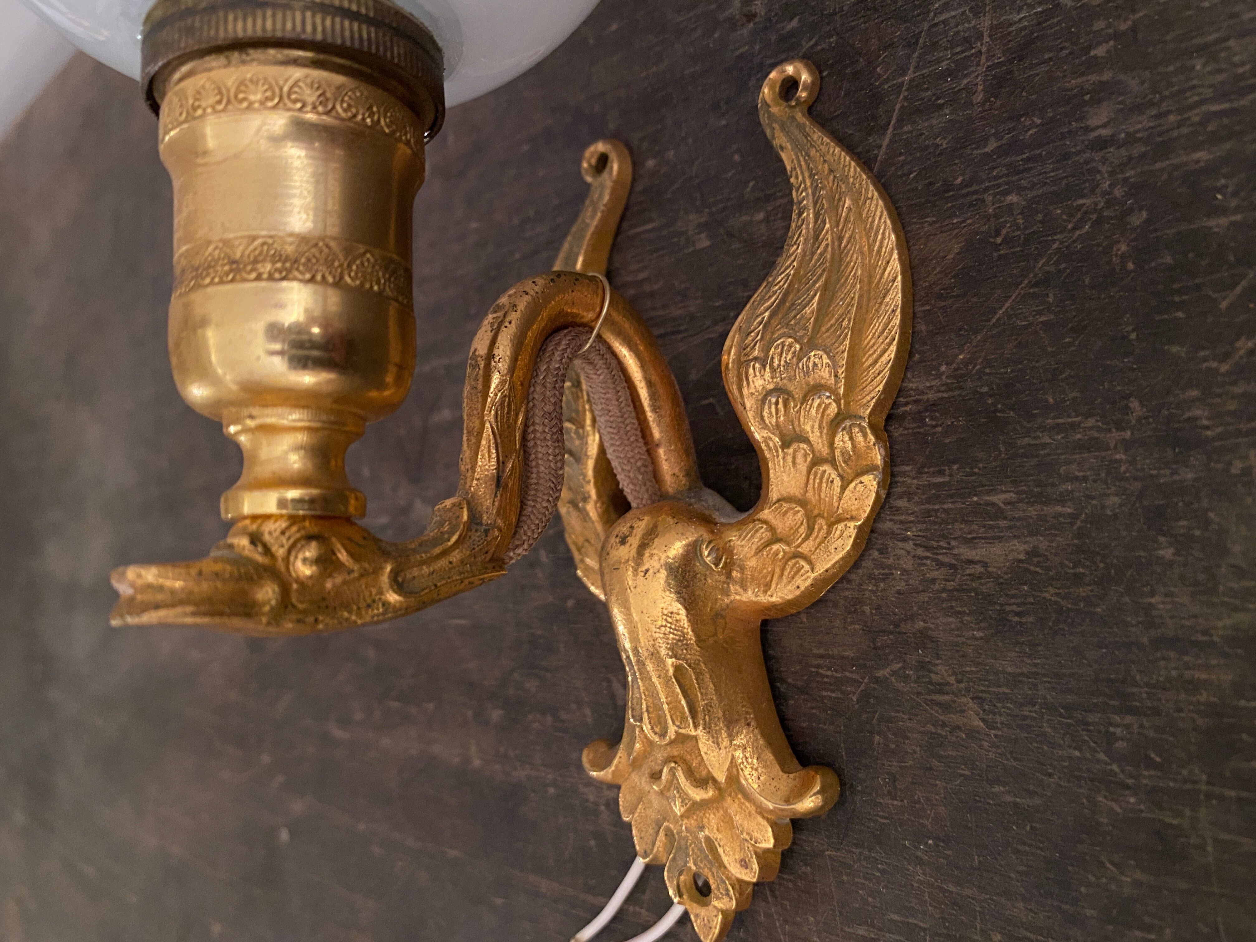 Pair of swan wall light  empire style