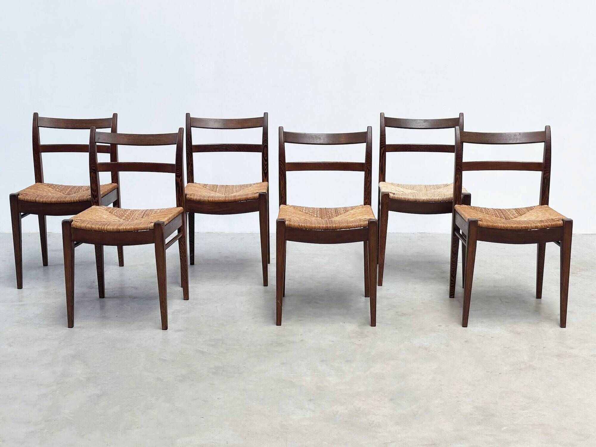 Ensemble de six chaises à repas en rotin par Jos De Mey pour Van Den Berghe Pauvers