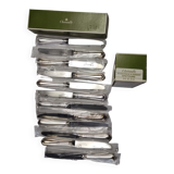set of 12 silver metal dessert knives from Christofle model "spartours"