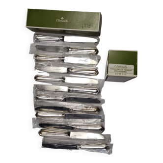 set of 12 silver metal dessert knives from Christofle model "spartours"