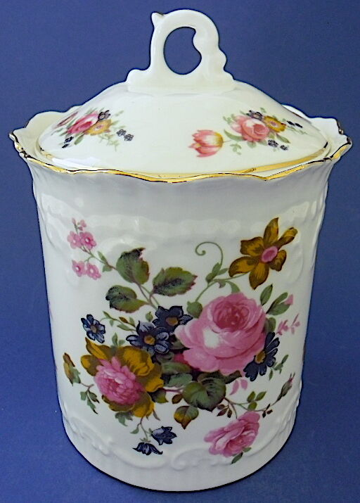 Pot à tabac en porcelaine anglaise à décor floral