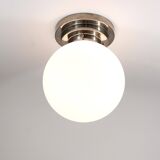 Large opaline glass globe ceiling lamp in Art Deco style.