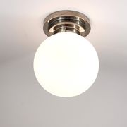 Large opaline glass globe ceiling lamp in Art Deco style.