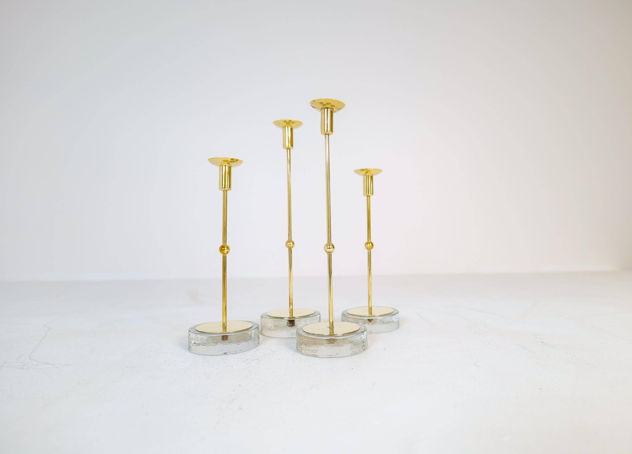 Set of 4 mid-century candle holders Ystad Metall, Sweden, 1950s