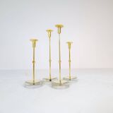 Set of 4 mid-century candle holders Ystad Metall, Sweden, 1950s