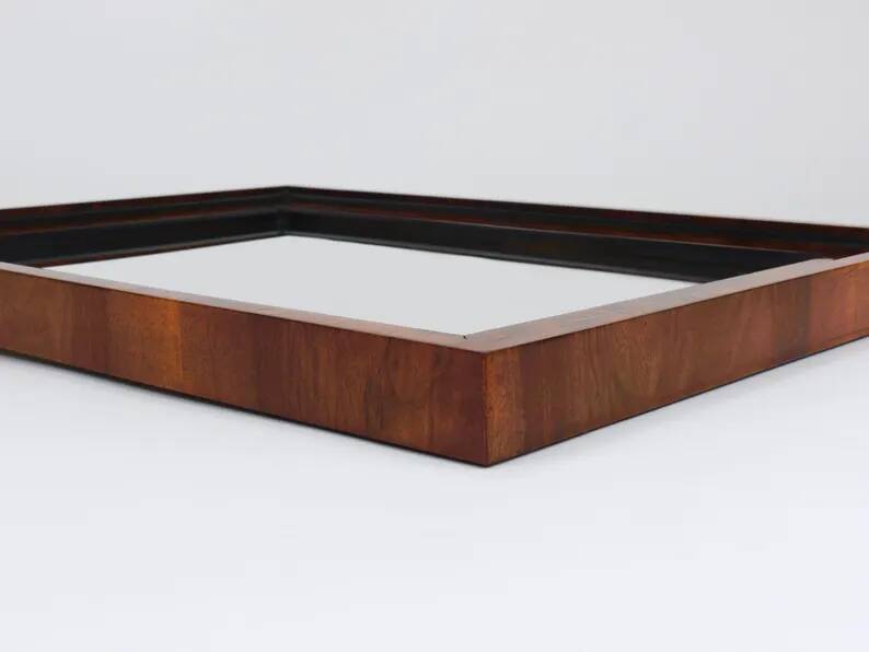 Square Biedermeier Antique 19th Century Walnut Wall Mirror, Vienna, 1850s