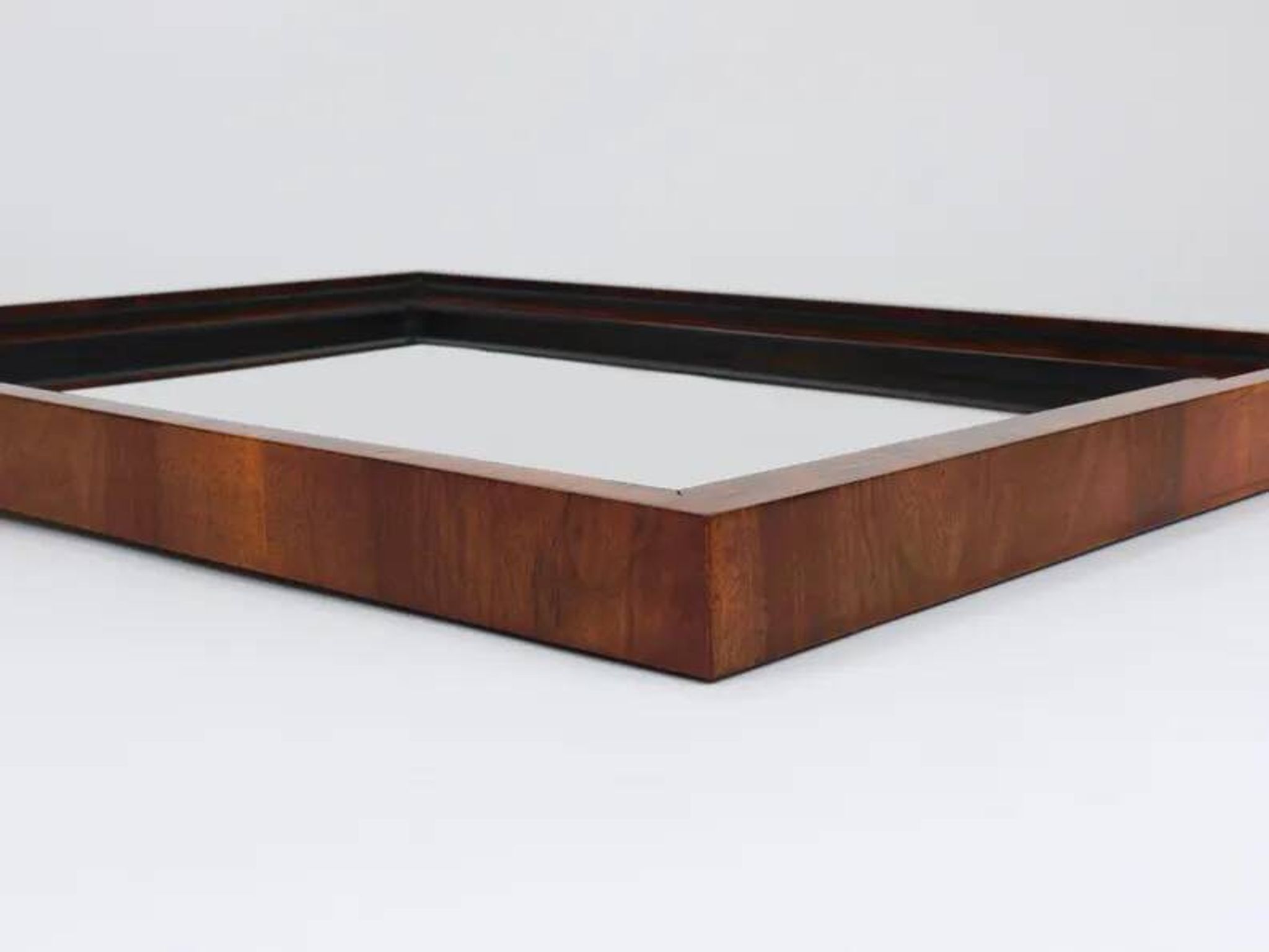 Square Biedermeier Antique 19th Century Walnut Wall Mirror, Vienna, 1850s