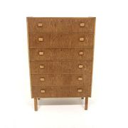Scandinavian "tallboy" chest of drawers in oak, Sweden, 1960.