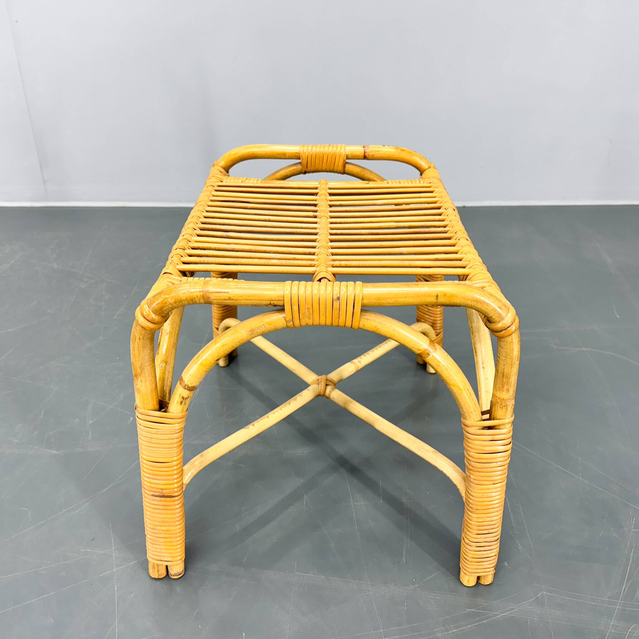Mid Century Rattan Stool, Czechoslovakia