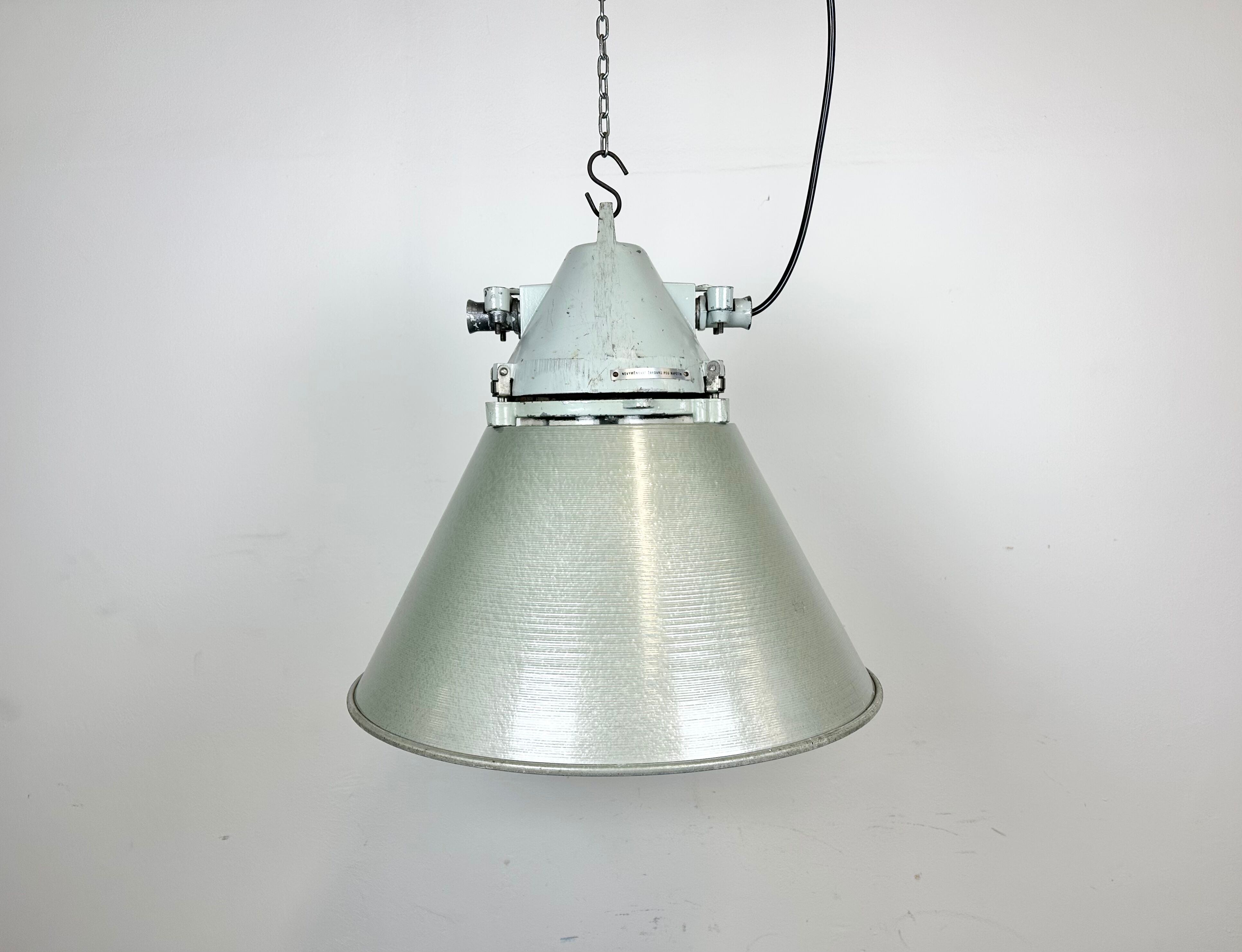 Industrial explosion proof lamp with aluminium shade from Elektrosvit, 1970s