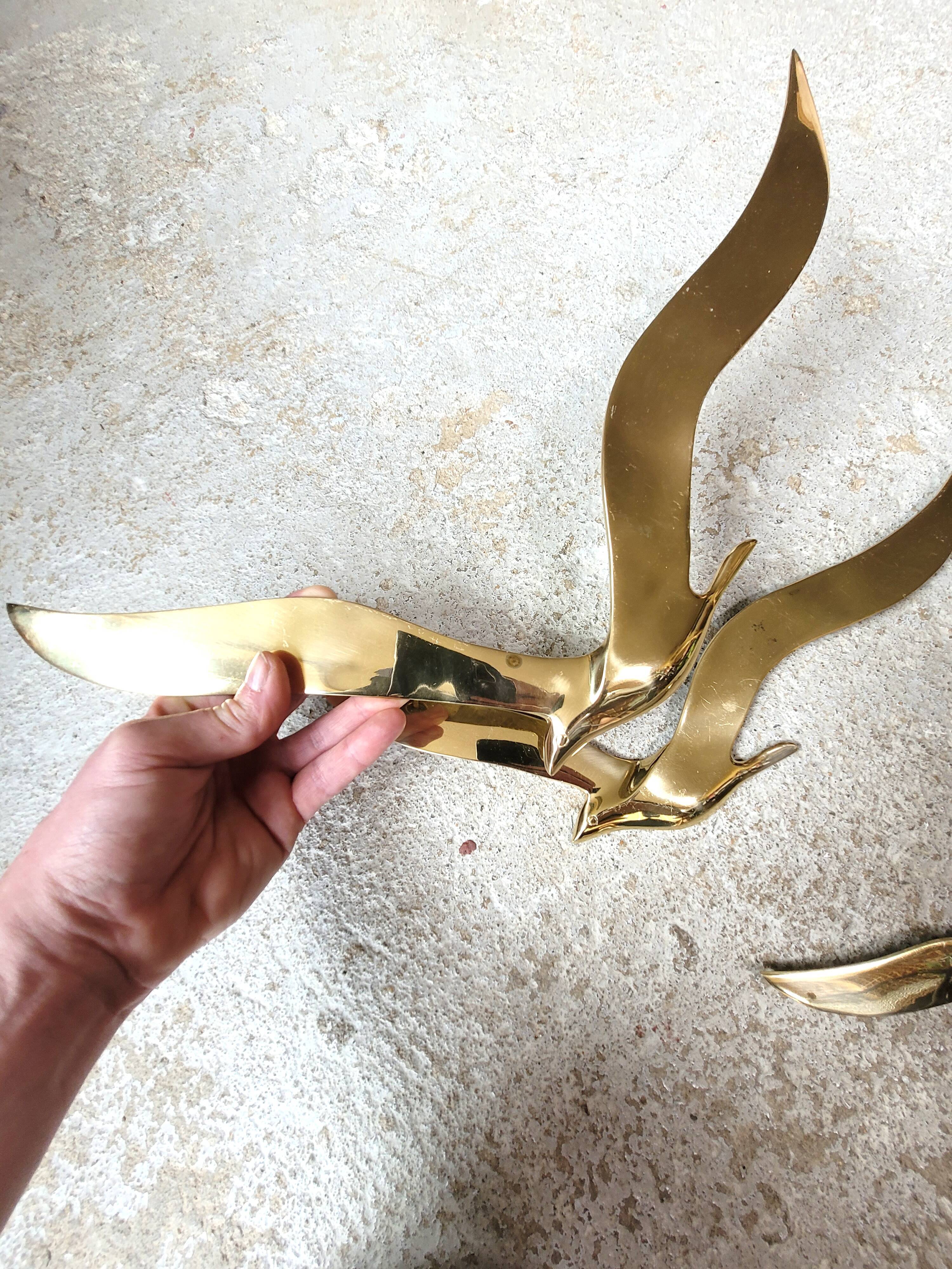 Envolée de 3 mouettes ou hirondelles laiton