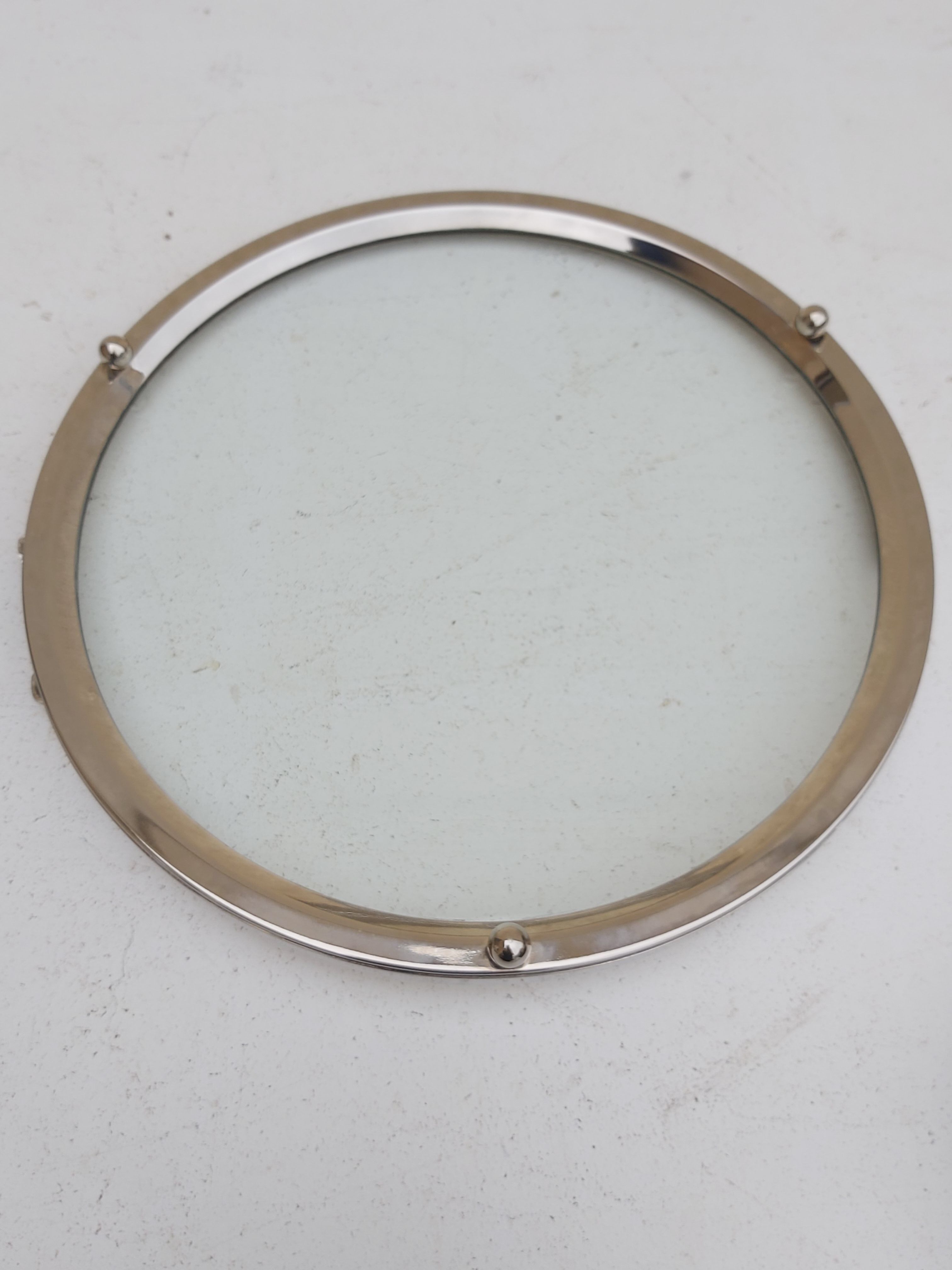 Round tray silver metal 70s