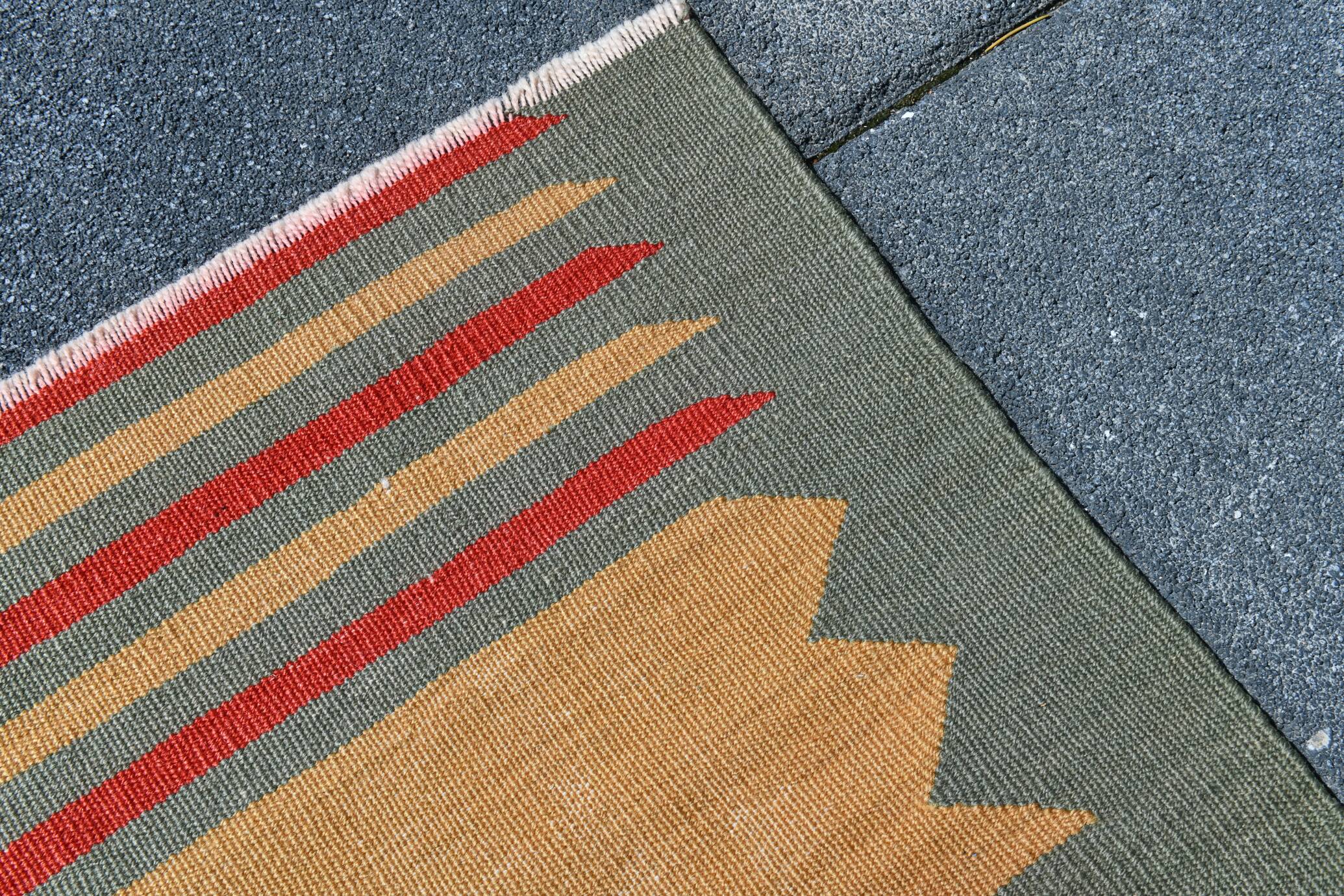 2x6 Kilim Salmon & Red Modern Decorative Wool Kilim Rug, 73x188 Cm