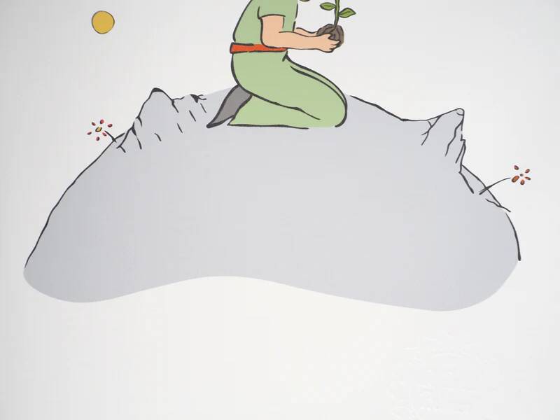 Antoine de Saint-Exupéry: Ecology, The Little Prince plants a tree, lithograph
