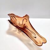 Rusty Orange Sommerso Murano Glass Bowl / Centerpiece, Italy