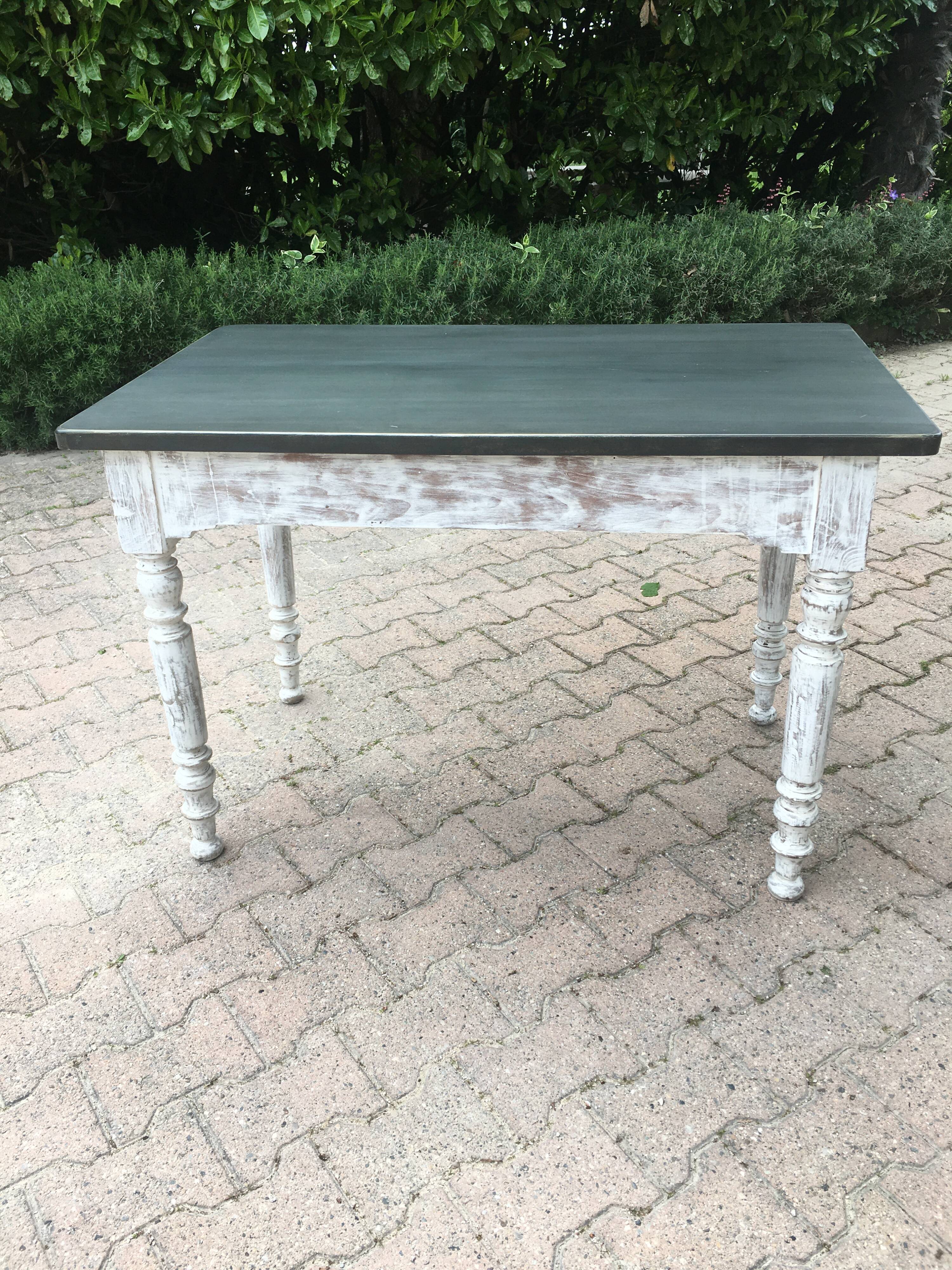 Louis Philippe table with a metal top