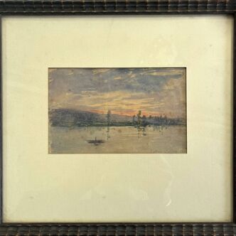 Watercolour Table by Joannès DREVET (1854-1940) Post-Impressionist The Allier