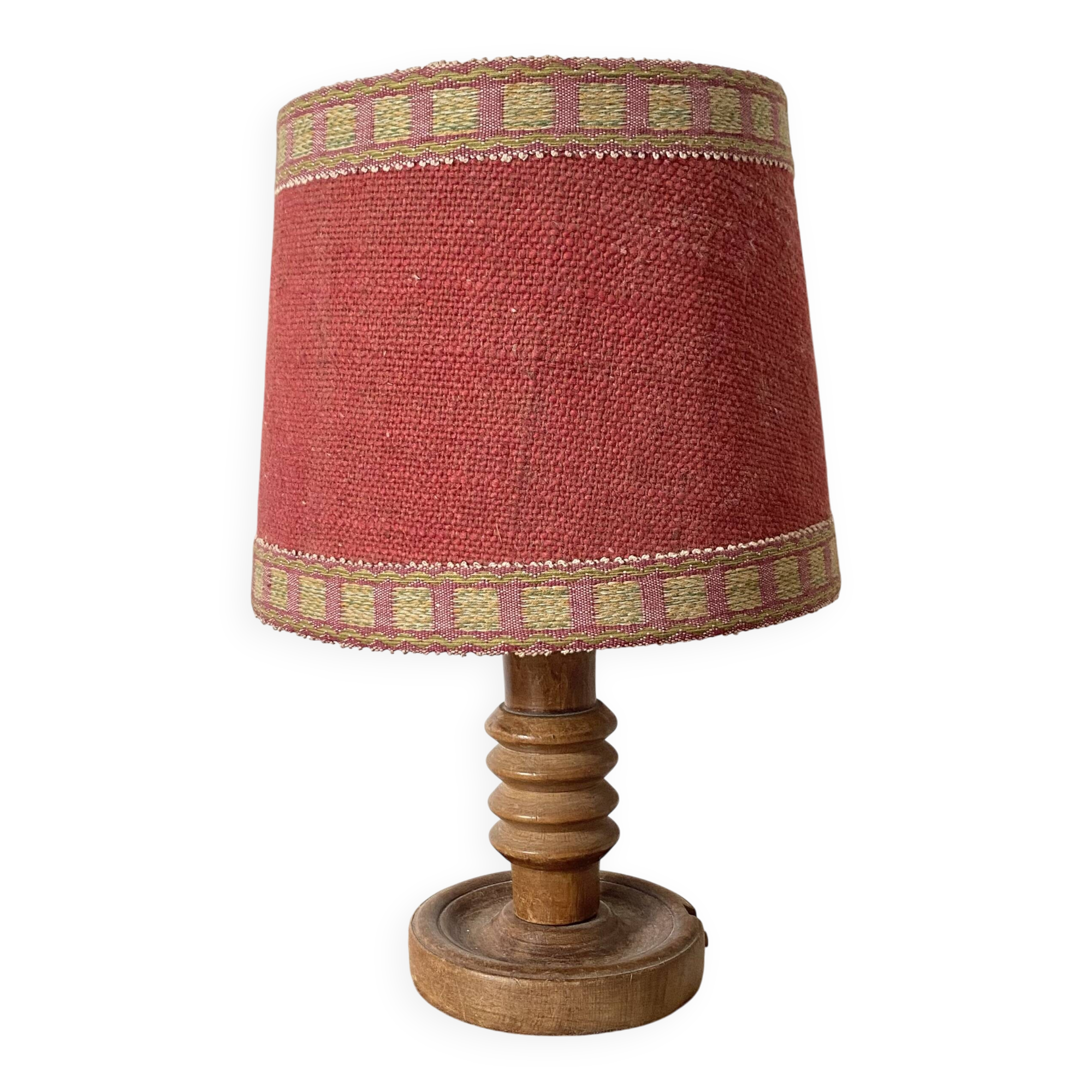 Antique lamp with turned wooden base