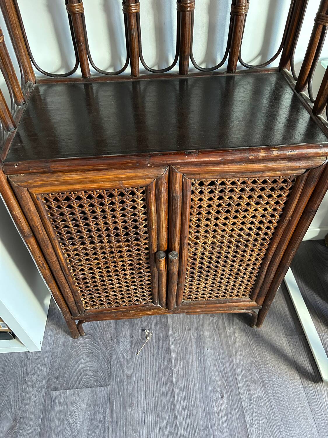 Rattan shelf / bookcase with cabinet
